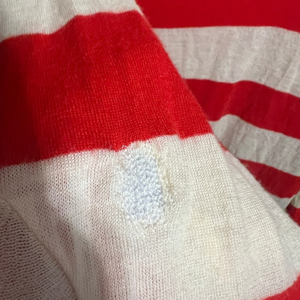 Burberry London Womens Red Cream Striped V-Neck Knit Sweater Made in Italy M - Picture 5 of 6
